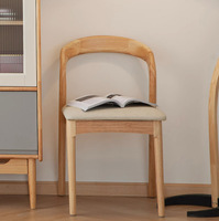 Chaise de salle à manger moderne nordique au design scandinave en bois massif avec revêtement en cuir PU antique pour cuisine et salle à manger