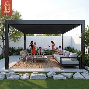 Den S Gazebo al aire libre Perfiles de aluminio Sistema motorizado Toldos con persianas Gazebos Patio trasero Sombra Estructuras de jardín Pérgola - Product Image 3