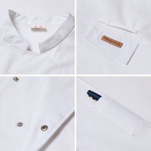 เสื้อเชฟผ้าโพลีคอตตอนสำหรับผู้หญิงและผู้ชาย ยี่ห้อเนวี ซูชิ คิทเช่น  ชุดเชฟสำหรับร้านอาหาร  ชุดยูนิฟอร์มเชฟแบบสั่งทำ  กางเกงผ้าฝ้าย - Product Image 2