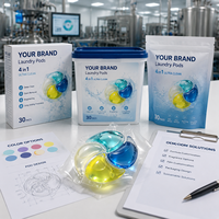 Capsules de lessive écologiques jetables à quatre compartiments pour vêtements, marque privée, avec emballage personnalisé