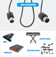 360 °   Câble MIDI mâle-mâle 5 broches pour piano électrique, clavier, effets, carte son, rallonge de transmission, câble MIDI, prise DIN