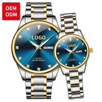 Relojes de Cuarzo Delgados para Pareja OEM 3612, Movimiento Sunon, Hipoalergénicos, Dos Tonos, Modernos, Tendencia para Parejas, Mejor Precio