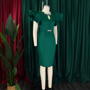 Abiti da sera estivi D580 da donna con maniche a volant e perline, eleganti abiti da sera africani da donna - Product Image 5