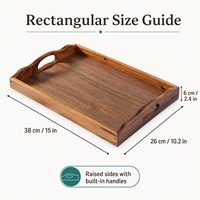 Houten dienblad met handgrepen, rechthoekig, bruin, met verhoogde randen en handgrepen voor thee, koffie, snacks, keukenopbergruimte, fruitplateau