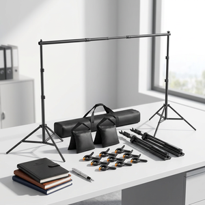 Support de fond photo <span class=keywords><strong>EMART</strong></span> 2x3m, système de fond réglable, 8 pinces de fond, 2 sacs de sable, pour studio photo et photographie de portrait - Product Image 5