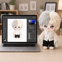 Poupée en peluche personnalisée bicolore à poils longs, style anime, avec cardigan en dentelle, pour cadeau et décoration