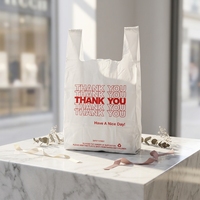 Sacs en plastique PE pour supermarché, type T-shirt, avec poignée, vente en gros d'usine, impression de logo 'Merci'