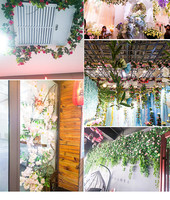 Fleurs artificielles en soie, roses et plantes vertes pour décoration intérieure, enroulement de tuyaux de climatiseur, arche de mariage