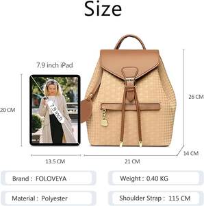 Sac à dos de ville élégant et imperméable en PU et nylon géométrique pour femme, sac à bandoulière multifonctionnel, sac à main, idéal pour les voyages, le travail et l'école - Product Image 5