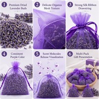 Sachets de lavande naturelle séchée, sachets parfumés pour placards et tiroirs, sachet de pot-pourri parfumé pour la relaxation, l'aide au sommeil et les mariages