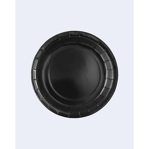Kit di forniture per feste monouso da 17cm con 8 piatti neri - Product Image 1