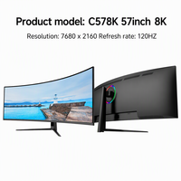 Moniteur de jeu incurvé ultra-large de 57 pouces, taux de rafraîchissement de 120 Hz, résolution 8K avec écran Fish Screen 7680 x 2160, prend en charge l'OEM