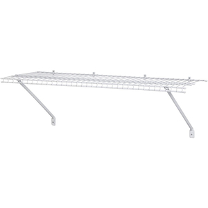 JH-Mech White 4 ft Wire Shelving System for Laundry Rooms Linen <strong>Closets</strong> or Basements Hanging Wire Shelf - Product Image 2
