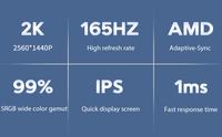 Moniteur de jeu PC LCD incurvé ZWBA BEST Price 27 pouces 2K QHD 1440P 165Hz 1ms DP 99% SRGB