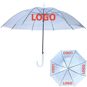 YS-1008 Factory Supply Auto Open Transparent POE Gift Umbrella Low Price Giveaways Promotion Gift Straight Umbrella with Logo
