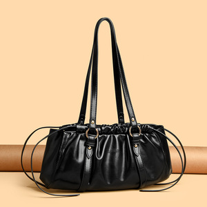 กระเป๋าสะพายไหล่แบบปิดอัดจีบมีเชือกรูดแนววินเทจของ2025กระเป๋าถือสะพายไหล่ข้างเดียวกระเป๋าผู้หญิง - Product Image 2