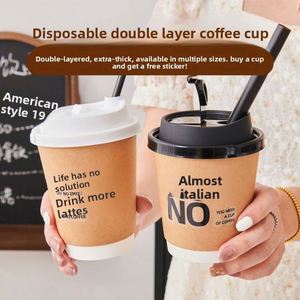 Costom Disposable Coffee Cup <b>Thick</b> Kraft <b>Paper</b> Straw for Home Commercial Use for Hot Drinks Takeout Instagram-Style Packaging - Product Image 3