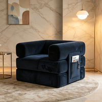 Canapé convertible en velours côtelé, fauteuil-lit pliable, canapé-lit simple avec poche de rangement latérale pour appartement, petit espace