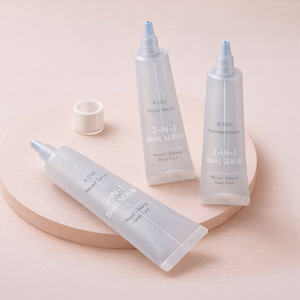 Tube souple double compartiment <span class=keywords><strong>2</strong></span>-en-1 en PE bleu personnalisé avec logo, 40 ml, pour crème corporelle, crème pour les mains, gel et sérum de soin de la peau - Product Image 1