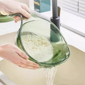Cesta de drenaje multifunción de plástico para cocina Syh1381 al por mayor, colador para arroz y frutas con asa, escurridor - Product Image 6