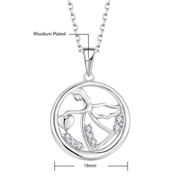 Collier pendentif cœur d'oiseau en argent sterling 925 QX avec incrustation de zircone cubique, cercle personnalisé, vente en gros, bijoux fins d'usine pour femmes