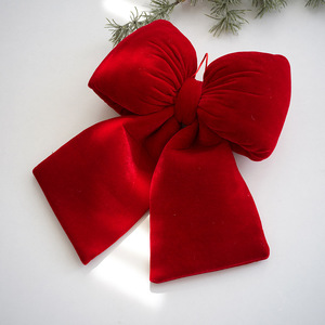 Ornement en velours rouge rembourré avec nœud, plusieurs tailles, décoration suspendue pour sapin de Noël, couronne, boîte cadeau, fête de Noël - Product Image 3