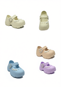 Sabots à plateforme style Mary Jane en perles, chaussures d'été légères et souples, taille 21, bout rond, tige en plastique, semelle intermédiaire en EVA - Product Image 1