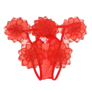 Tanga Sexy de Encaje Bordado, Ropa Interior Transparente Ajustable para Mujer Madura, Tanga con Letra Inicial - Product Image 5