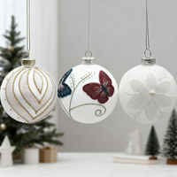 Boule de verre personnalisée de 8cm de haute qualité ornements de luxe faits à la main peints à la main décorations de Noël respectueuses de l'environnement