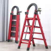 Échelle pliante en acier robuste et compacte avec système de sécurité anti-chute pour la maison, vente en gros
