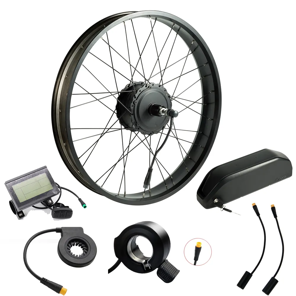 Kit de conversion pour vélo électrique, pneus larges de 50 pouces, avec grande roue 26X4.0 et capteur de frein