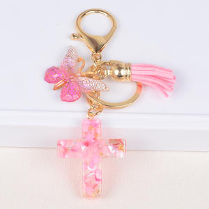 2025 haute qualité européenne et américaine personnalisable sac pendentif gland papillon goutte à goutte résine croix porte-clés prêt à expédier - Product Image 4
