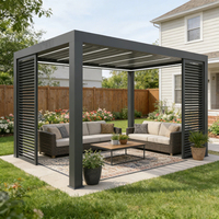 Pergola en aluminium à toit à lamelles électriques Tingmeihaoting, gazebo extérieur réglable avec éclairage LED