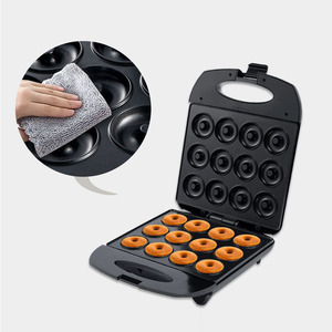 Máquina para hacer donas, máquina eléctrica para hacer donas de 12 orificios, para panadería casera, máquina para hacer aperitivos para el desayuno, color negro - Product Image 3