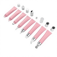 Tube cosmétique souple mat en PE 15 ml avec bouchon à vis rose cerisier pour crème contour des yeux, brillant à lèvres, baume à lèvres, sérum – Mini flacon vide échantillon