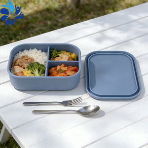 Lonchera Rectangular de Silicona con Compartimentos y Tapa, Apta para Microondas y Refrigerador, Contenedor de Almacenamiento para Viajes - Product Image 5