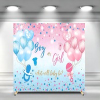 Dia, Dia, atau Dia (sesuai jenis gender) Apa yang Akan Diketahui Jenis Kelamin Bayi?  Latar Belakang Lengkung Persegi Pink Biru untuk Pesta Pengungkapan Jenis Kelamin, Latar Belakang Upacara, Dapat Disesuaikan