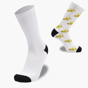 2024 New design fully customized pattern socks sublimation blank polyester novelty 360 banana print socks