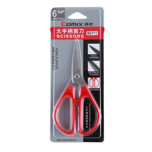 Tijeras Comix B2711 de 172 mm con mango rojo, herramienta de corte de papel de oficina de acero inoxidable - Product Image 5