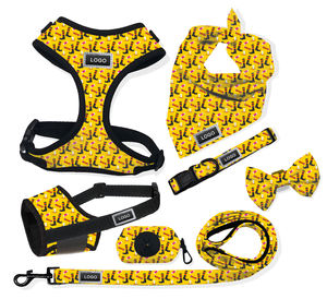 Yastıklı siyah naylon köpek koşum amerikan bayrağı tarzı yelek Metal zincir Glow hayvan desen köpek elbise ile yürüyüş için - Product Image 3