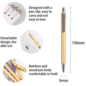 Stylo bille en bambou 1,0 mm encre noire et bleue, logo personnalisé imprimé UV, outil d'écriture promotionnel, cadeaux d'entreprise, événements - Product Image 4
