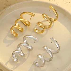 <span class=keywords><strong>Orecchini</strong></span> Pendenti Geometrici in Acciaio Inossidabile Placcato Oro 18K PVD Impermeabili Stile INS Trendy, Gioielli <span class=keywords><strong>da</strong></span> Donna, Idea Regalo - Product Image 1