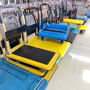 कुशल परिवहन के लिए सुपरमार्केट फोल्डेबल प्लास्टिक कार्गो ट्रॉली विरोधी पर्ची डिजाइन हैंडकार्ट 60*90 50*70 सेमी - Product Image 4