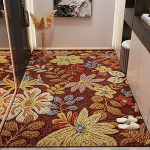 Tapis de porte Audron rectangulaire en fibre de polyester, motif floral, antidérapant, haut de gamme, pour entrée de maison, résistant aux taches, absorption rapide de l'eau - Product Image 3
