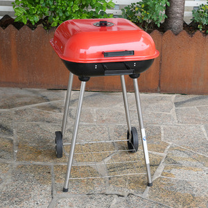 Portable Outdoor Charcoal BBQ Grill 18 Inch Hamburger Grill With Wheels And Storage Rack For Backyard Camping - Product Image 1