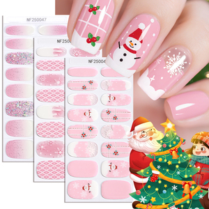 Nueva llegada Navidad Gel Nail Stickers Semicurado Diseño de dibujos animados UV Nail Wraps Suministro al por mayor Impermeable y de larga duración - Product Image 4