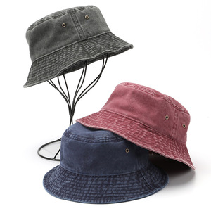 Chapeau Bob en Toile Lavée Unisexe à Large Bord Protection Solaire Respirant Quatre Saisons Pliable Circonférence de Tête 58-60cm - Product Image 1
