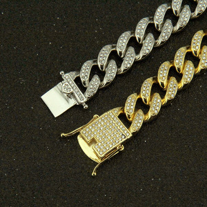 Hip Hop <b>Copper</b> Inlaid Zircon Cuban Chain <b>Bracelet</b> Buckle Men's <b>Bracelet</b> - Product Image 2