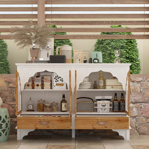 Buffet en bois massif ART NEST avec 2 tiroirs et porte en verre, design moderne pour salon et hôtel - Product Image 4