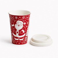 Mug en céramique de Noël avec logo personnalisé, couvercle en silicone anti-fuite, tasse à café pour promotion de Noël